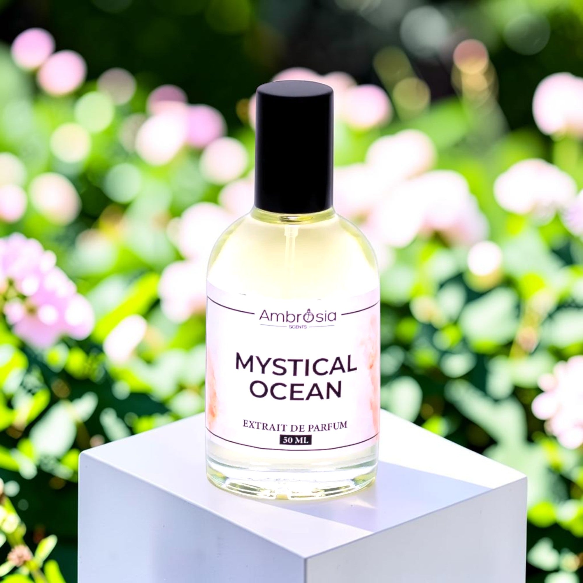 Ambrosia Scents Mystical Ocean Extrait De Parfum 50ml bottle with citrus and ambergris notes.