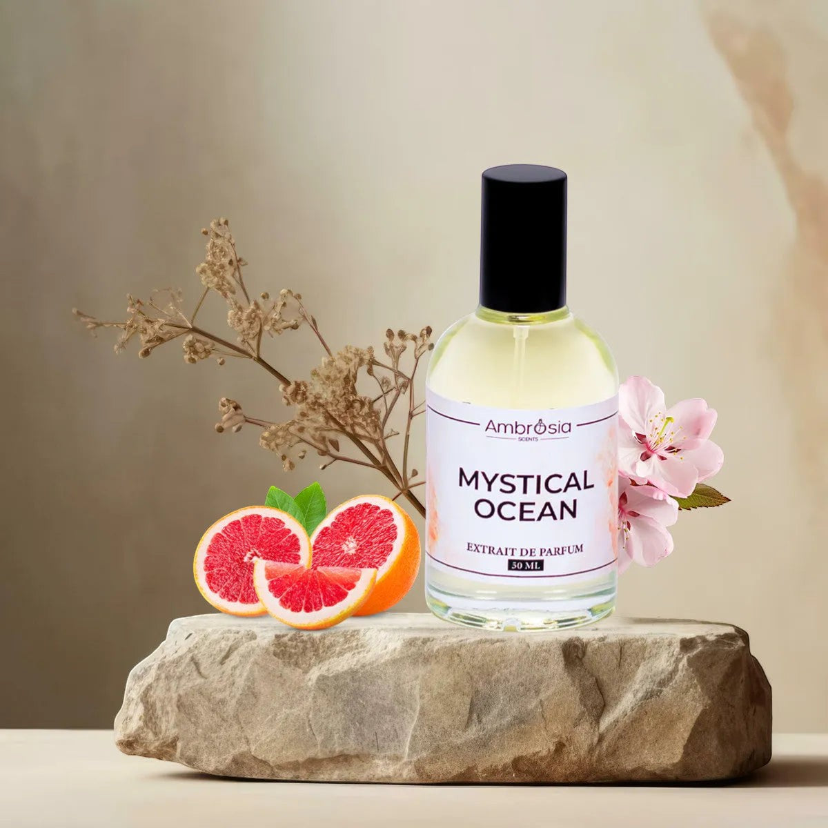 Ambrosia Scents Mystical Ocean Extrait De Parfum 50ml with grapefruit and orange blossom notes.