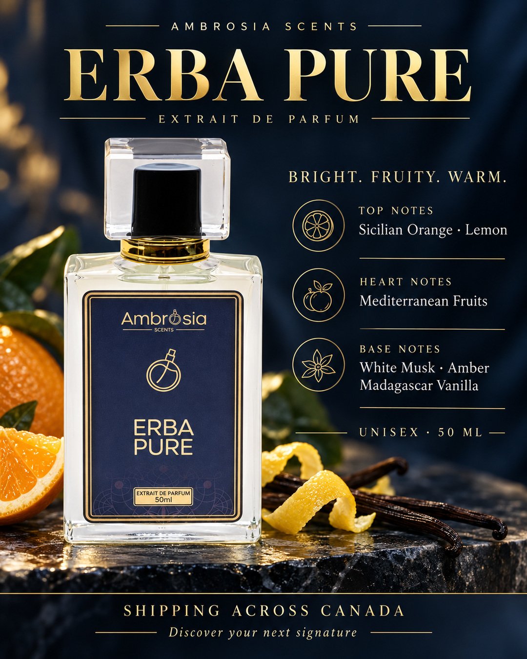 Erba Pure Extrait De Parfum complete fragrance notes and bottle breakdown Canada